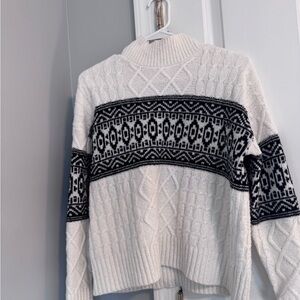 Rachel Zoe White and Black Geometric Turtleneck Sweater